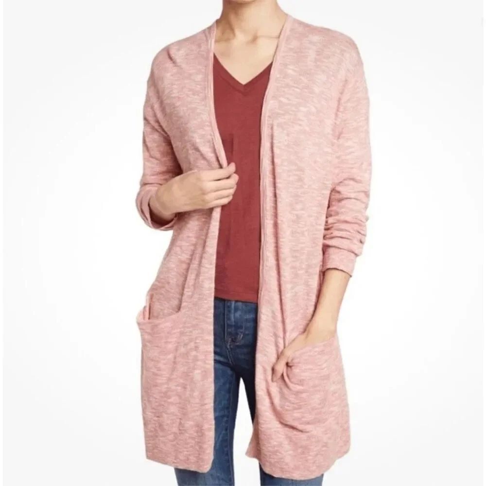 Madewell Long Sleeve Summer Ryder Waterfall Open Cardigan Sweater Marled Rose S